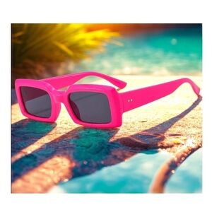 Hot Pink Rectangular Sunglasses